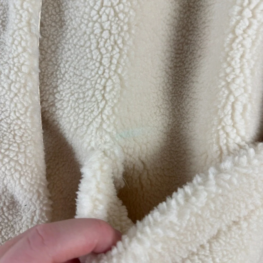 Rebecca Minkoff Sherpa Fleece Teddy Coat Cream Button‎ Front Pockets Women's S